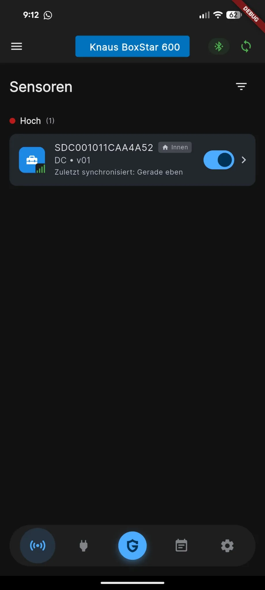 CamperGuard App mit Sensorübersicht