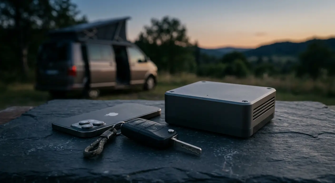 CamperGuard Systemarchitektur mit lokaler Verarbeitung und Updates