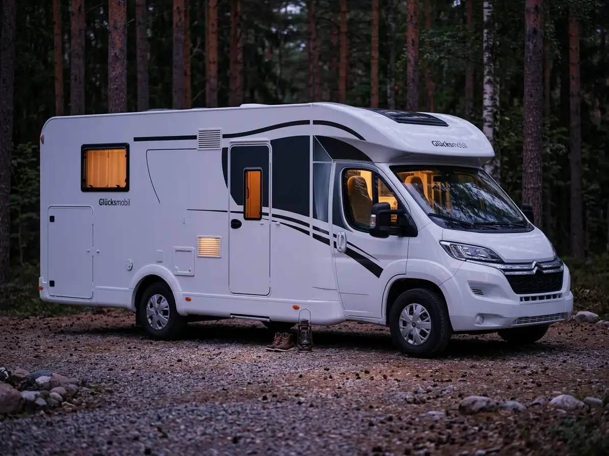 Camper sicher auf einem Campingplatz