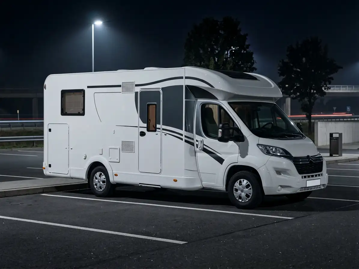 Camper sicher am Rastplatz geparkt